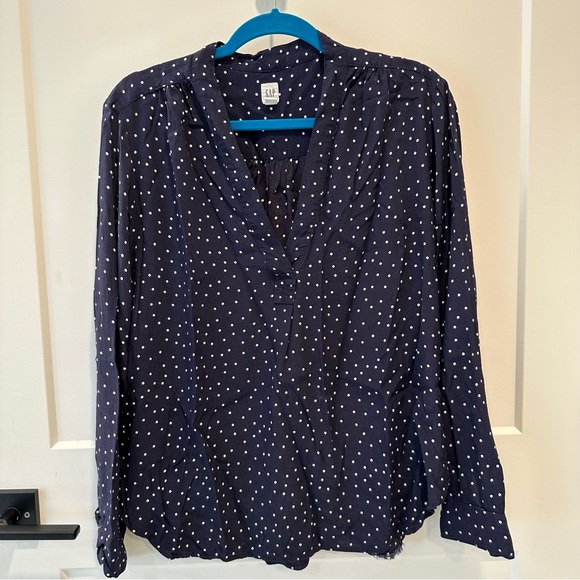 GAP Navy Polka Dot Long Sleeve Tunic Top Size XL - Picture 1 of 6